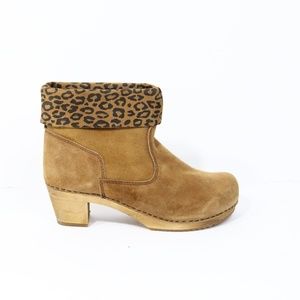 Sanita Wooden Boots Clogs EU 40 Women Chunky Shoes Animal Print Bootie